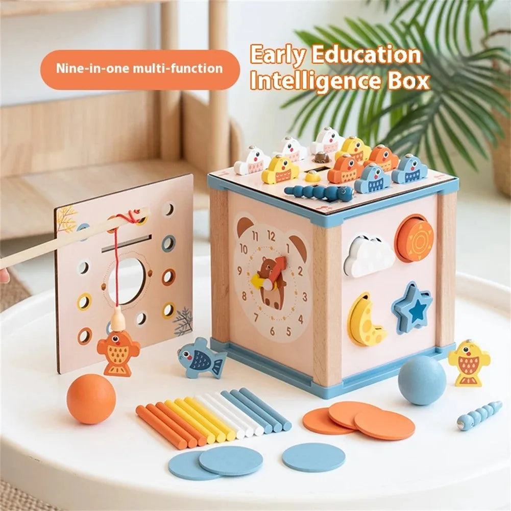 Montessori Early Education Busy Box Early Education Enlightenment Multi functional Fishing Matching Treasure Box Wooden Toys