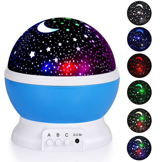 LED Projector Star Moon Night Light Sky Rotating Operated Nightlight Lamp For Children Kids Baby Bedroom Nursery  Christmas Gift