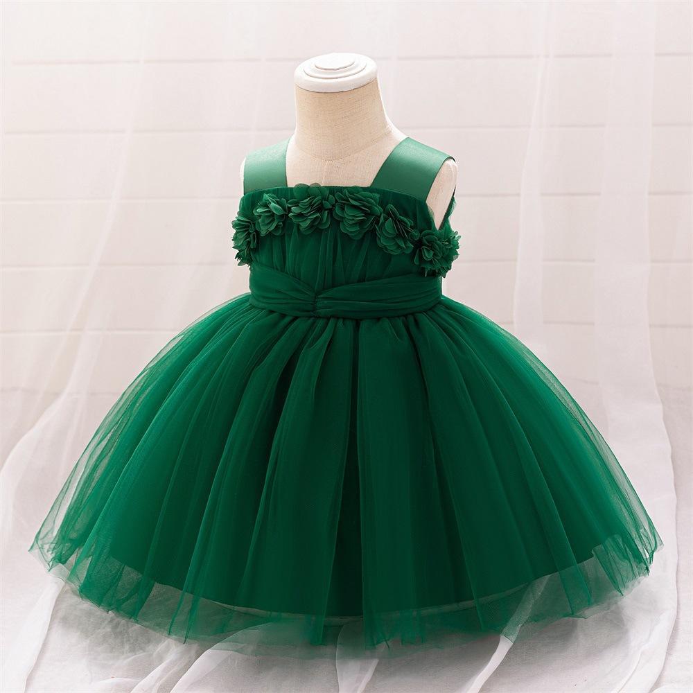 Fairy Tale Style Lace Sleeveless Floral Applique Puffy Dress