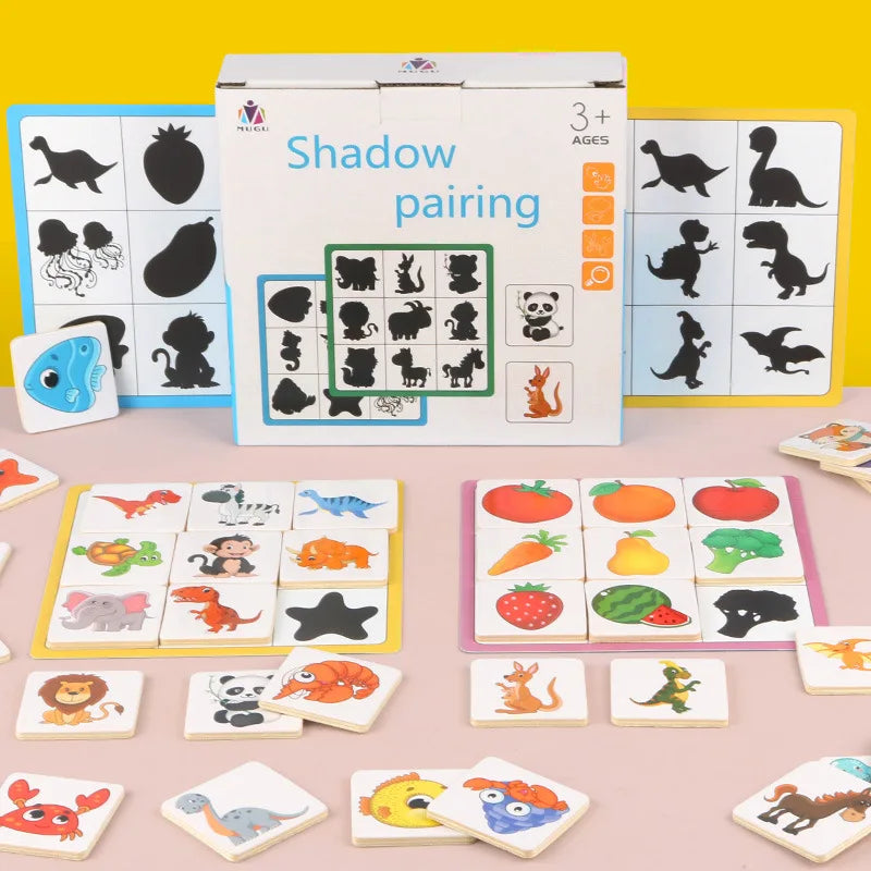 Early education Montessori teaching aids shadow matching games mental training cognitive puzzles wooden toys