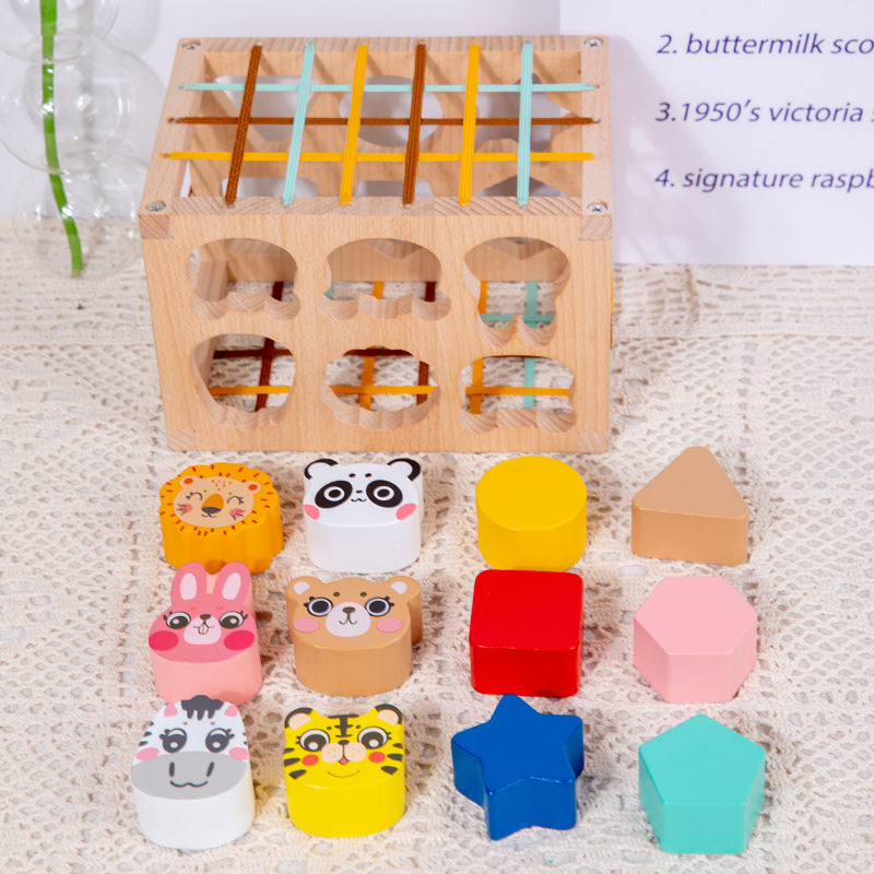 Wooden animal Sesele children's early education shape, color, cognition, grasping, sensory training, puzzle matching toy