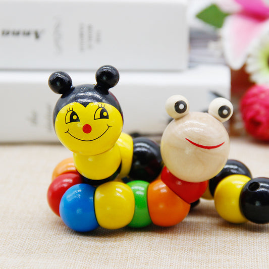 Colorful Wooden Worm Puzzles Kids Learning Educational Didactic Baby Development Toys Fingers Game For Children Montessori Gifts