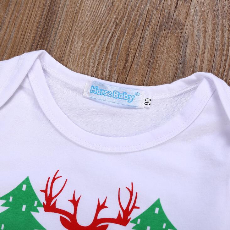 3PCs Christmas Outfits Baby Boy Girl Clothes My First Christmas Romper，Retro Deer Bear Pants+Hat&Headband Set