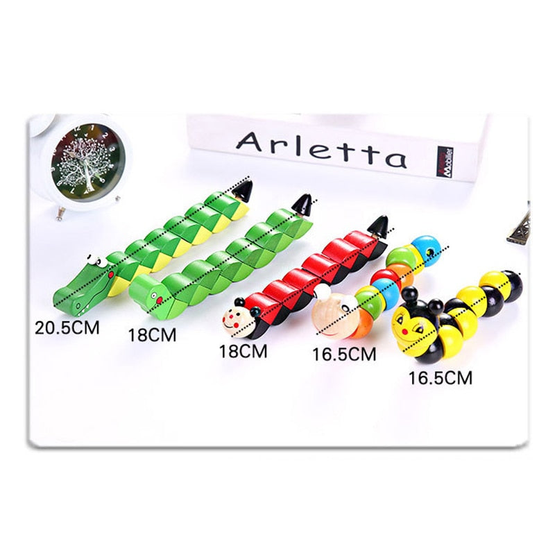 Colorful Wooden Worm Puzzles Kids Learning Educational Didactic Baby Development Toys Fingers Game For Children Montessori Gifts