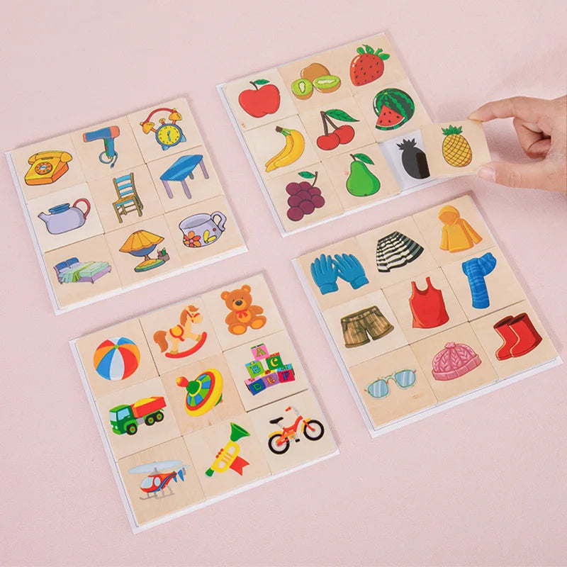 Early education Montessori teaching aids shadow matching games mental training cognitive puzzles wooden toys