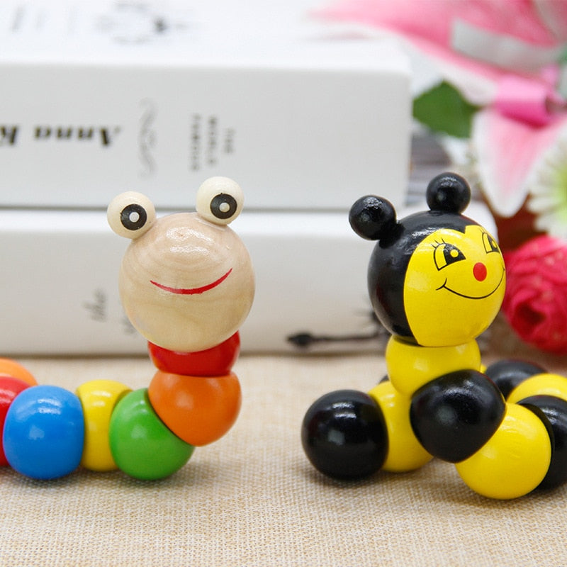 Colorful Wooden Worm Puzzles Kids Learning Educational Didactic Baby Development Toys Fingers Game For Children Montessori Gifts
