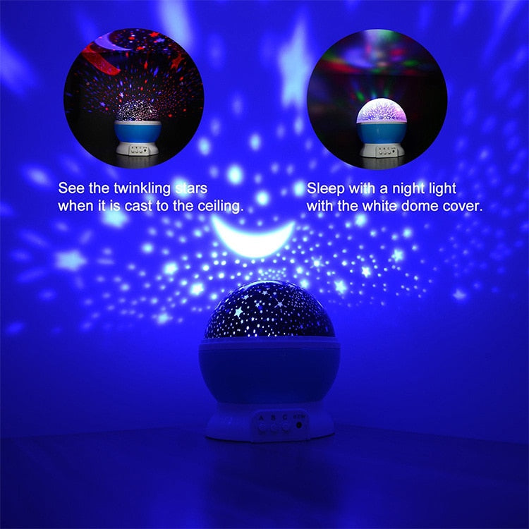 LED Projector Star Moon Night Light Sky Rotating Operated Nightlight Lamp For Children Kids Baby Bedroom Nursery  Christmas Gift