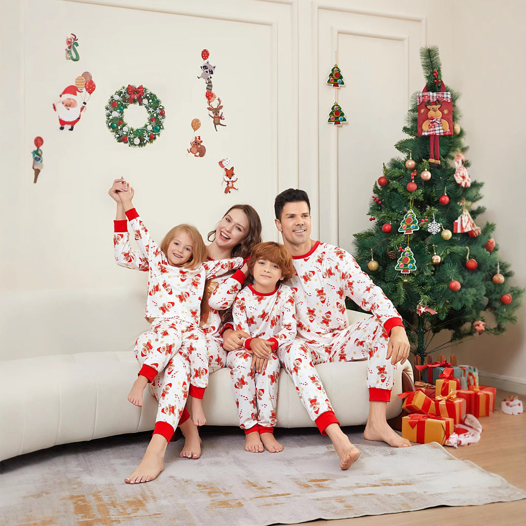 All-Over Print Mother-Child Two-Piece Set Christmas Clothing Family Set Home Wear Pajamas