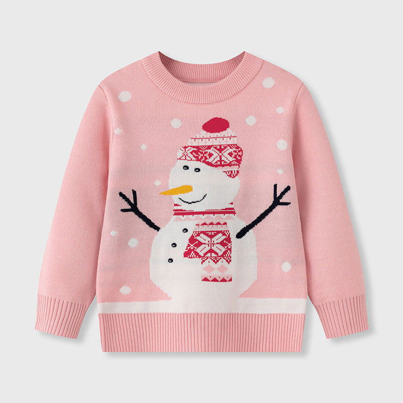 Christmas Cute Cartoon Snowman Girl Undercover Baby Hoodie Knitted Shirt