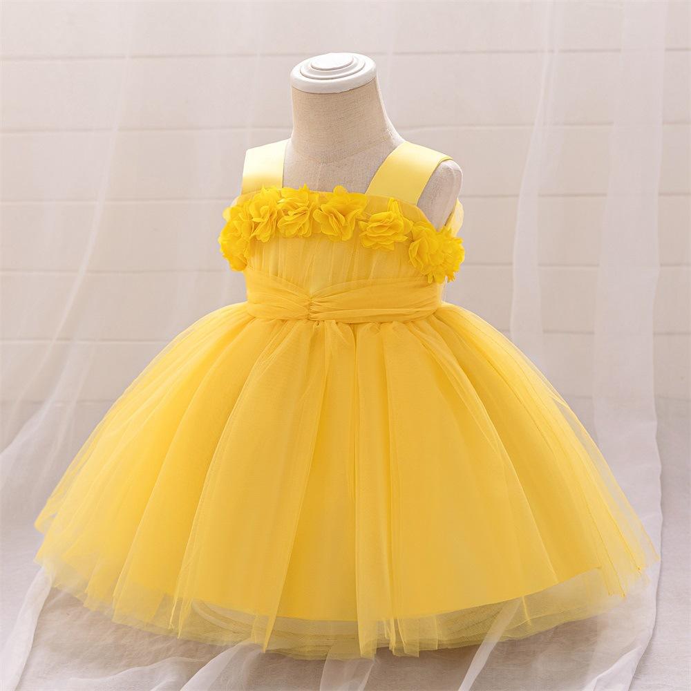 Fairy Tale Style Lace Sleeveless Floral Applique Puffy Dress