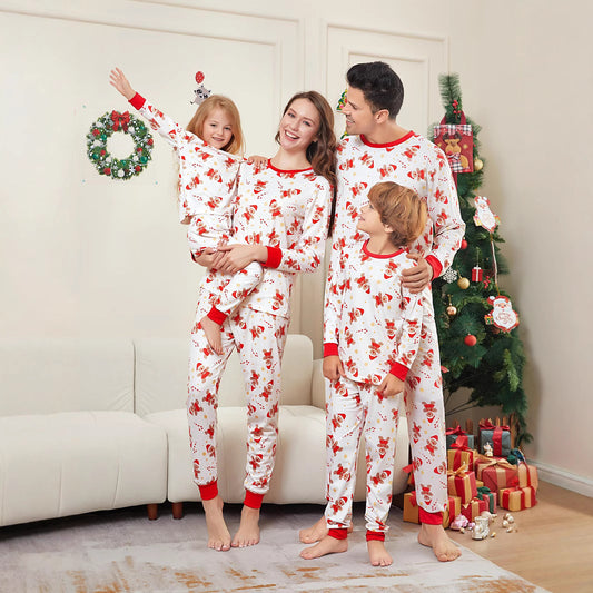 All-Over Print Mother-Child Two-Piece Set Christmas Clothing Family Set Home Wear Pajamas