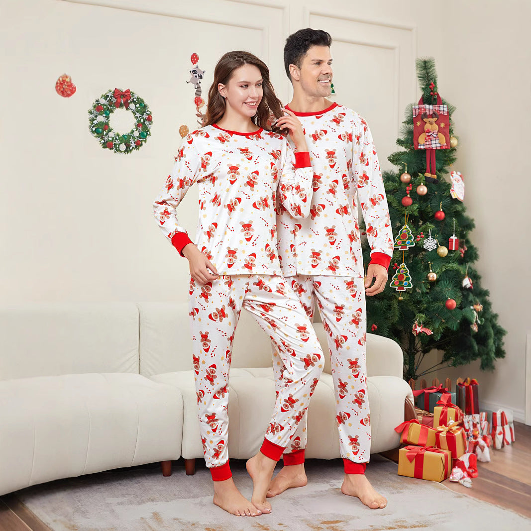 All-Over Print Mother-Child Two-Piece Set Christmas Clothing Family Set Home Wear Pajamas