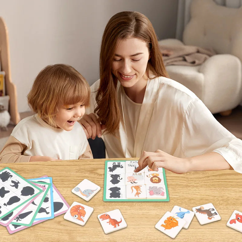Early education Montessori teaching aids shadow matching games mental training cognitive puzzles wooden toys