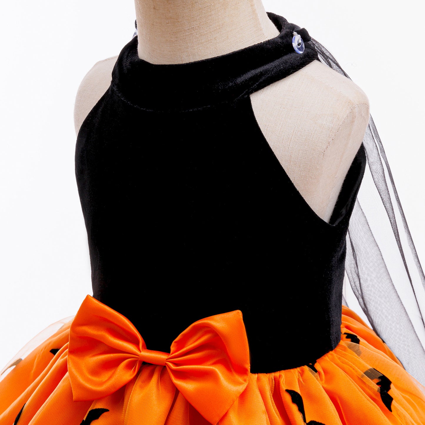 Halloween Princess Dress Off-Shoulder Strapless Children's Formal Gown with Detachable Cape