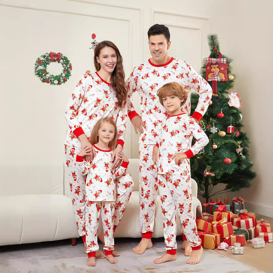 All-Over Print Mother-Child Two-Piece Set Christmas Clothing Family Set Home Wear Pajamas