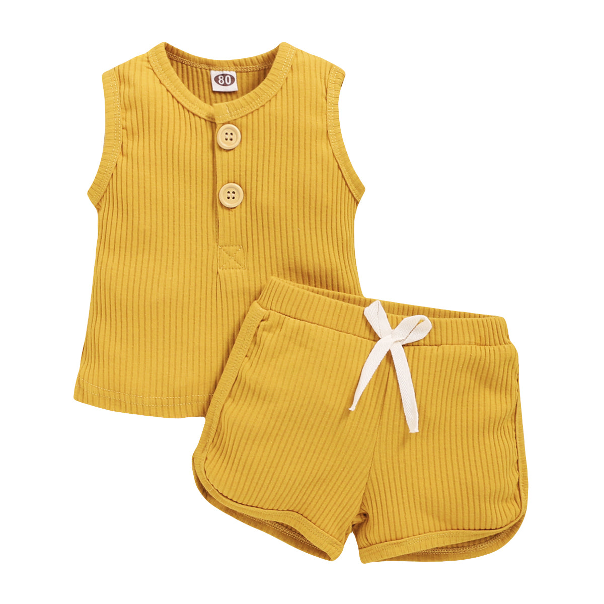 Baby Clothes Set Toddler Boys Girls Solid Sleeveless Button Vest Tops+shorts Outfits Set roupa bebes menina newborn clothes
