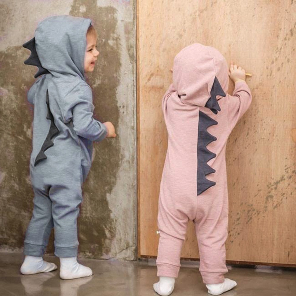 Newborn Infant Baby Boy Girl Dinosaur Hooded Romper Jumpsuit Outfits Clothes Long Sleeve Solid Baby Rompers Casual Comfortable