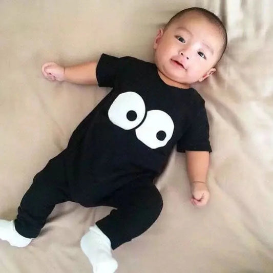 Baby Clothes Cotton Long Pants Crawling Clothes Short Sleeves Cool Boy Romper For Newborns