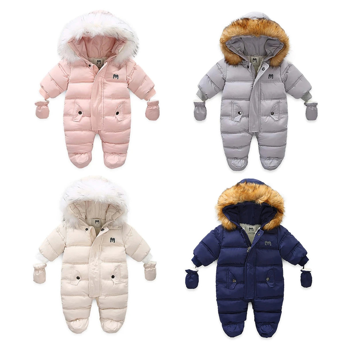 Winter Children Clothing Set Baby Boy Girl Clothes Warm Down Jacket Coat Jumpsuit Snowsuit Kids Parka Real Fur Overalls Overcoat