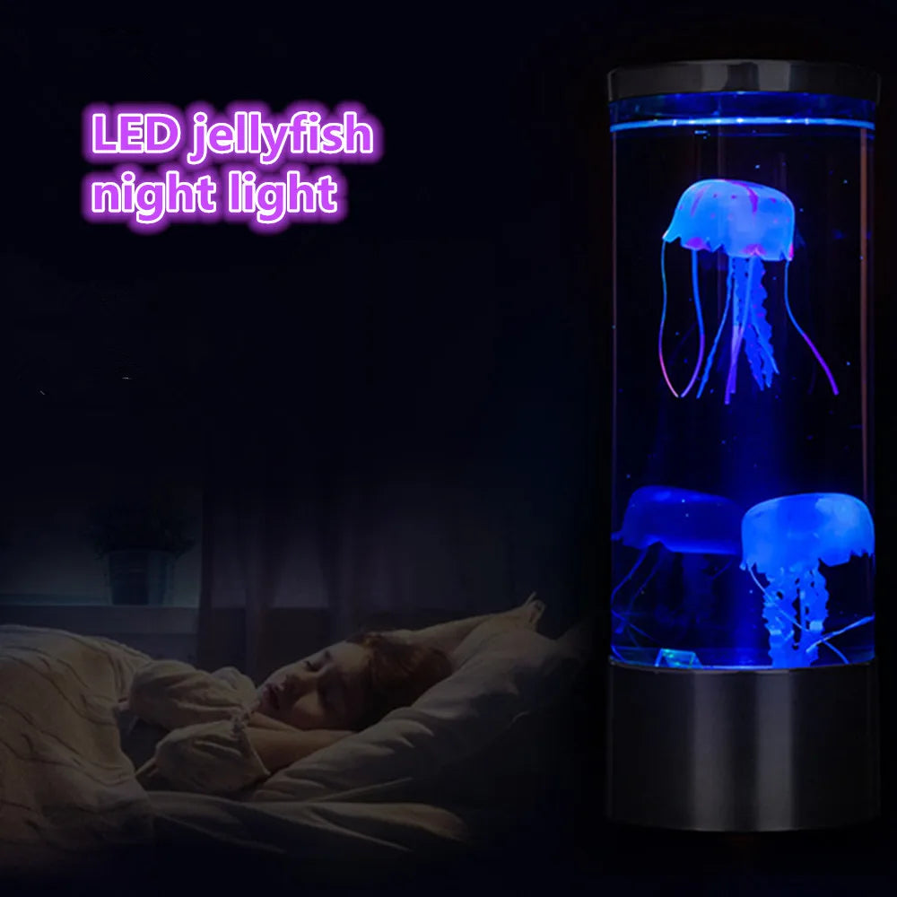 USB Power Jellyfish Mood Desk Bedside Lamp Fantasy Aquarium Hypnotic Color Changing Kids LED Night Light Home Decor