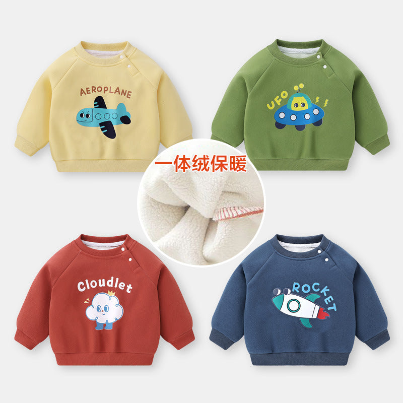 Cartoon Duck Fleece Sweatshirt for Kids