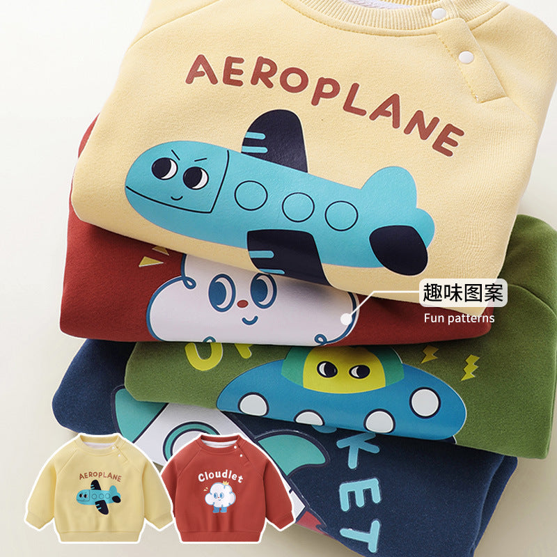 Cartoon Duck Fleece Sweatshirt for Kids